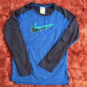 Nike dri-fit L/S top. Size S. Navy & royal blue. Worn once.